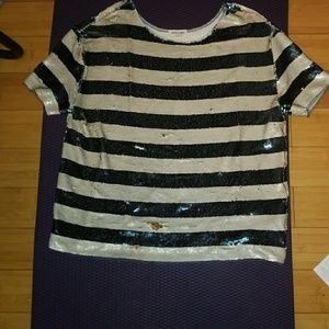 Silence + Noise Striped Sequin Tunic
